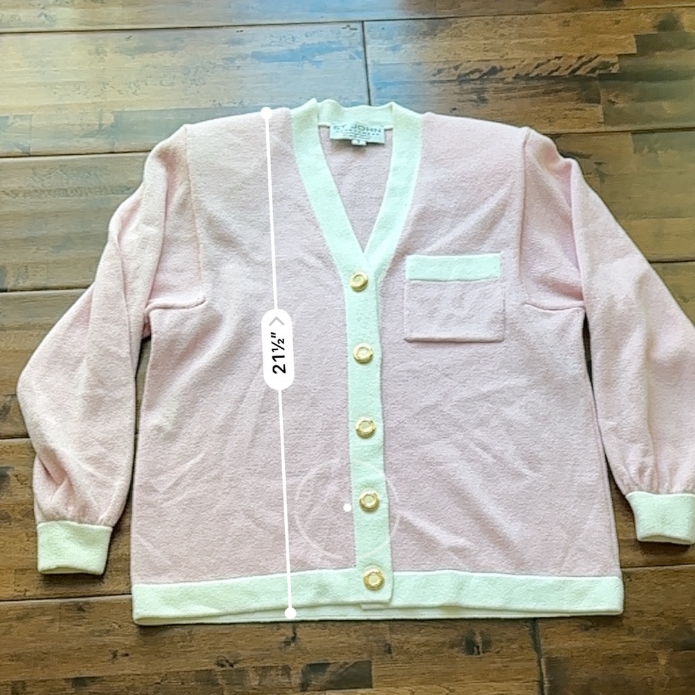 St. John Pink and Cream Cardigan - Picture 8 of 8